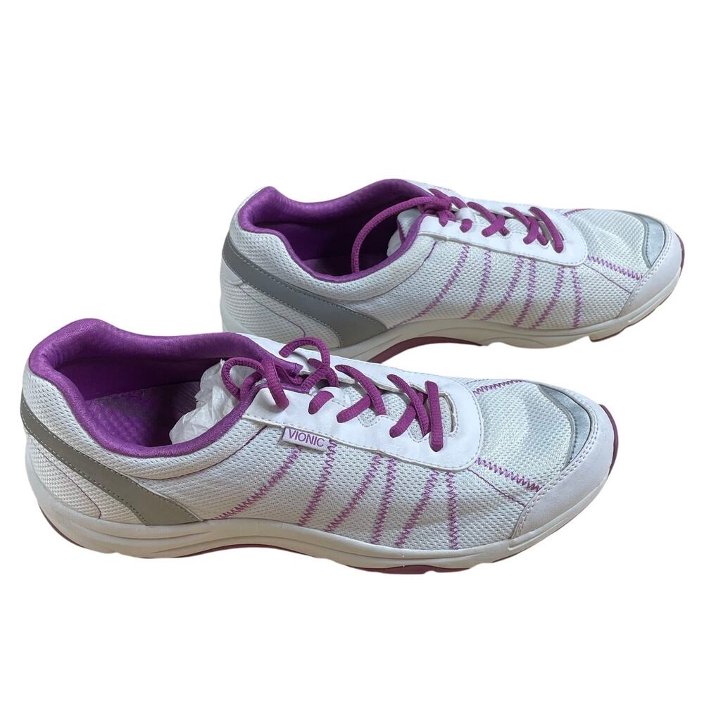 Vionic Alliance Active Orthotic Orthaheel Sneaker White/Purple Women's Sz 12 NEW